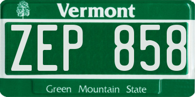 VT license plate ZEP858