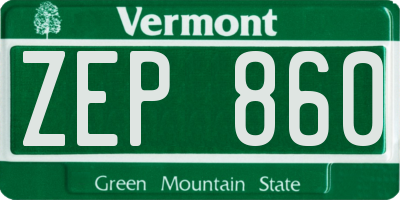 VT license plate ZEP860