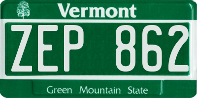 VT license plate ZEP862