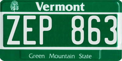 VT license plate ZEP863