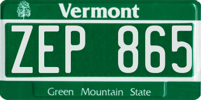 VT license plate ZEP865