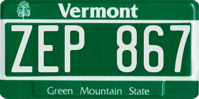 VT license plate ZEP867