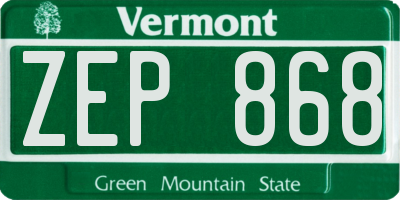 VT license plate ZEP868