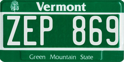 VT license plate ZEP869