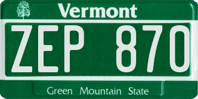 VT license plate ZEP870