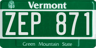 VT license plate ZEP871