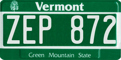 VT license plate ZEP872