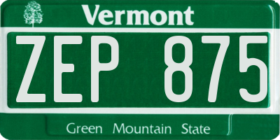 VT license plate ZEP875