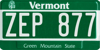 VT license plate ZEP877