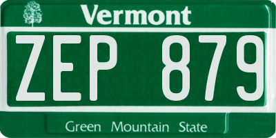 VT license plate ZEP879