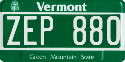 VT license plate ZEP880