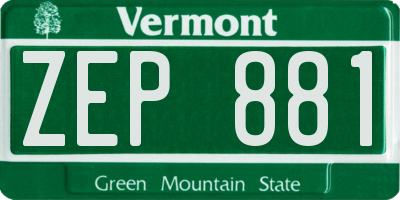 VT license plate ZEP881