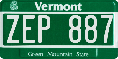 VT license plate ZEP887