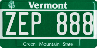 VT license plate ZEP888