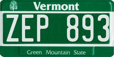 VT license plate ZEP893