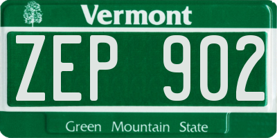 VT license plate ZEP902