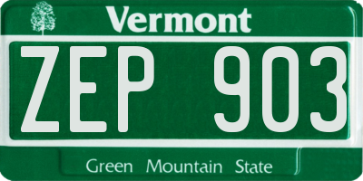 VT license plate ZEP903