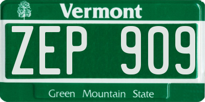 VT license plate ZEP909