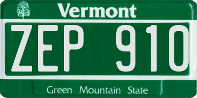 VT license plate ZEP910