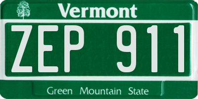 VT license plate ZEP911