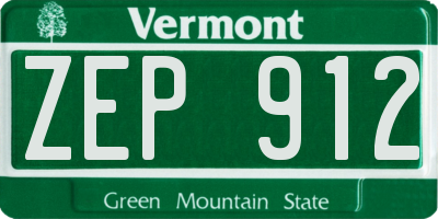 VT license plate ZEP912