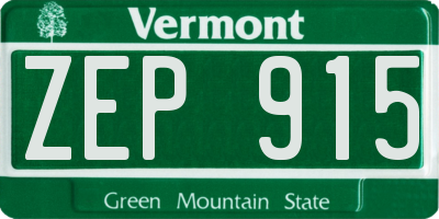 VT license plate ZEP915