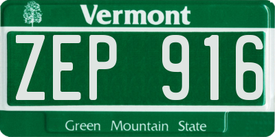 VT license plate ZEP916