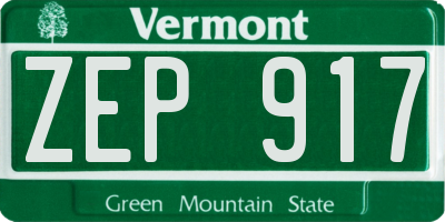 VT license plate ZEP917