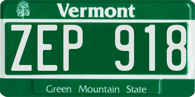 VT license plate ZEP918