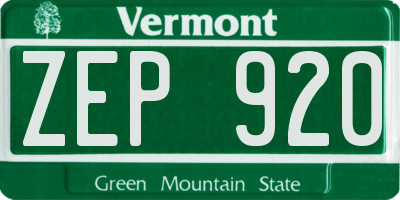 VT license plate ZEP920