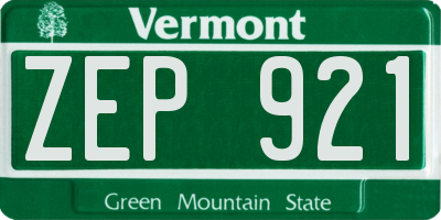VT license plate ZEP921