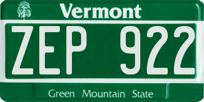 VT license plate ZEP922