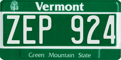 VT license plate ZEP924