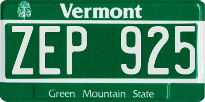VT license plate ZEP925
