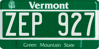 VT license plate ZEP927