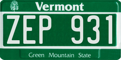 VT license plate ZEP931