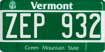 VT license plate ZEP932