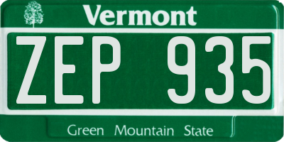 VT license plate ZEP935