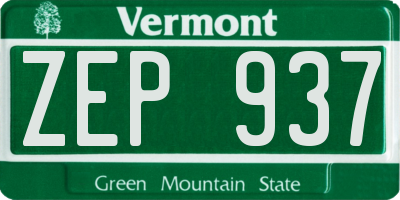 VT license plate ZEP937
