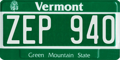 VT license plate ZEP940