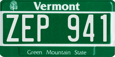 VT license plate ZEP941