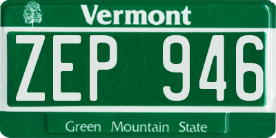 VT license plate ZEP946