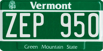 VT license plate ZEP950
