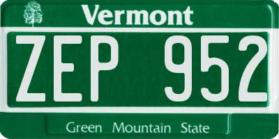 VT license plate ZEP952