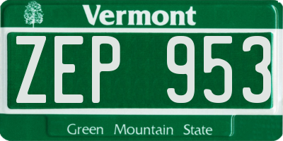 VT license plate ZEP953