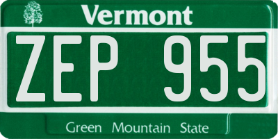 VT license plate ZEP955