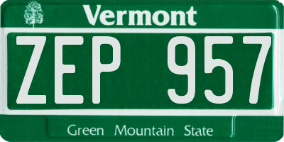 VT license plate ZEP957
