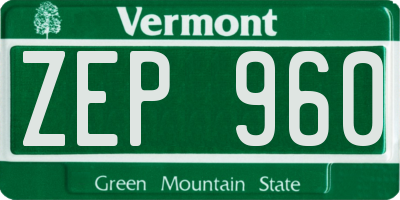 VT license plate ZEP960