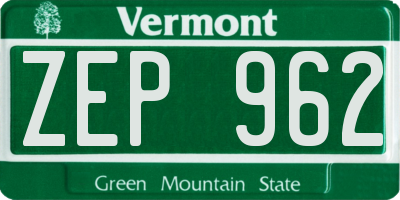VT license plate ZEP962