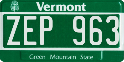 VT license plate ZEP963